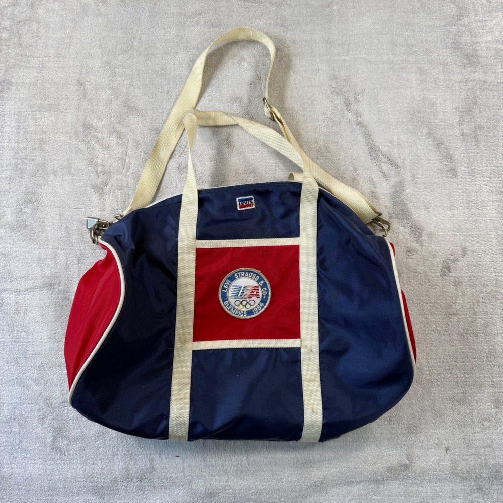 Vintage Levis Duffel Bag Men Blue 1984 Olympics Los Angeles Travel Gym Bag